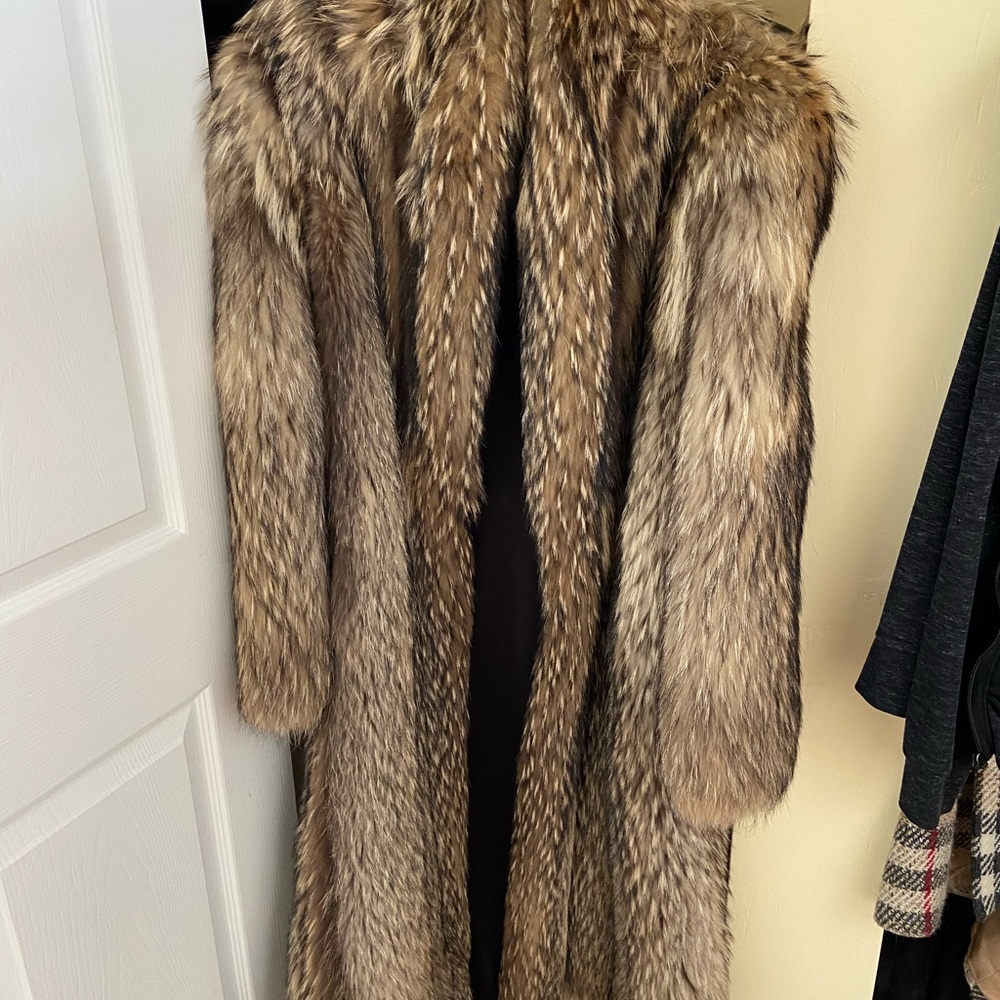 Raccoon fur coat